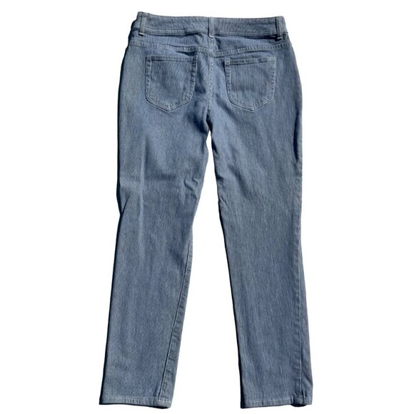 Chico's 0.5 (US SIZE 6) Navy Striped Railroad Lightweight Cotton Stretch Pants - Picture 2 of 6